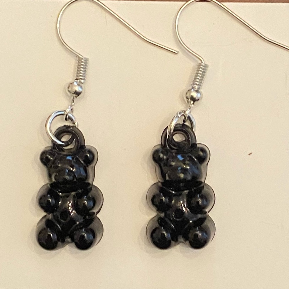 Black Gummy Bear Dangle Earrings